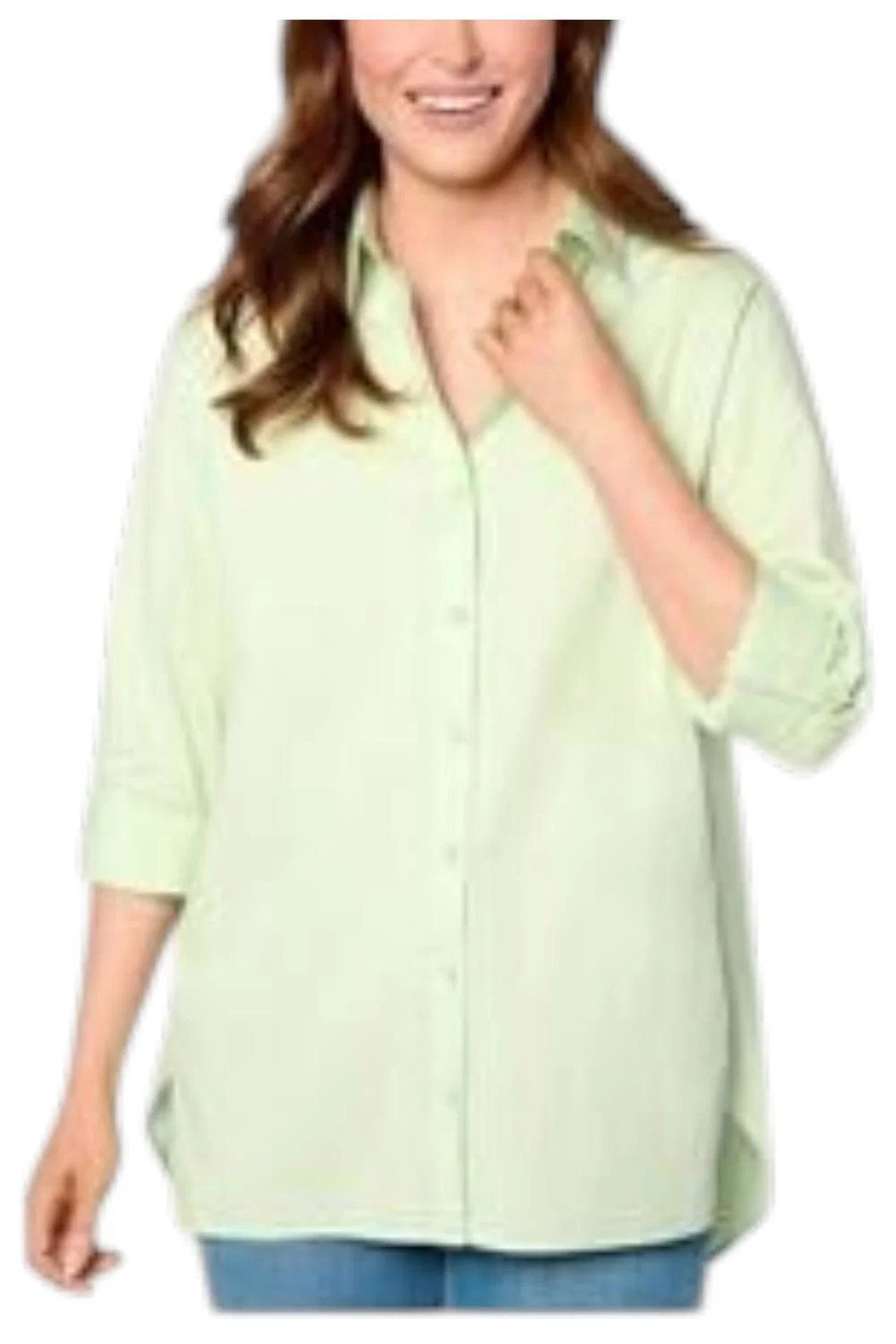 zuda Cool Cotton Button Down Shirt Soft Mint - Regular